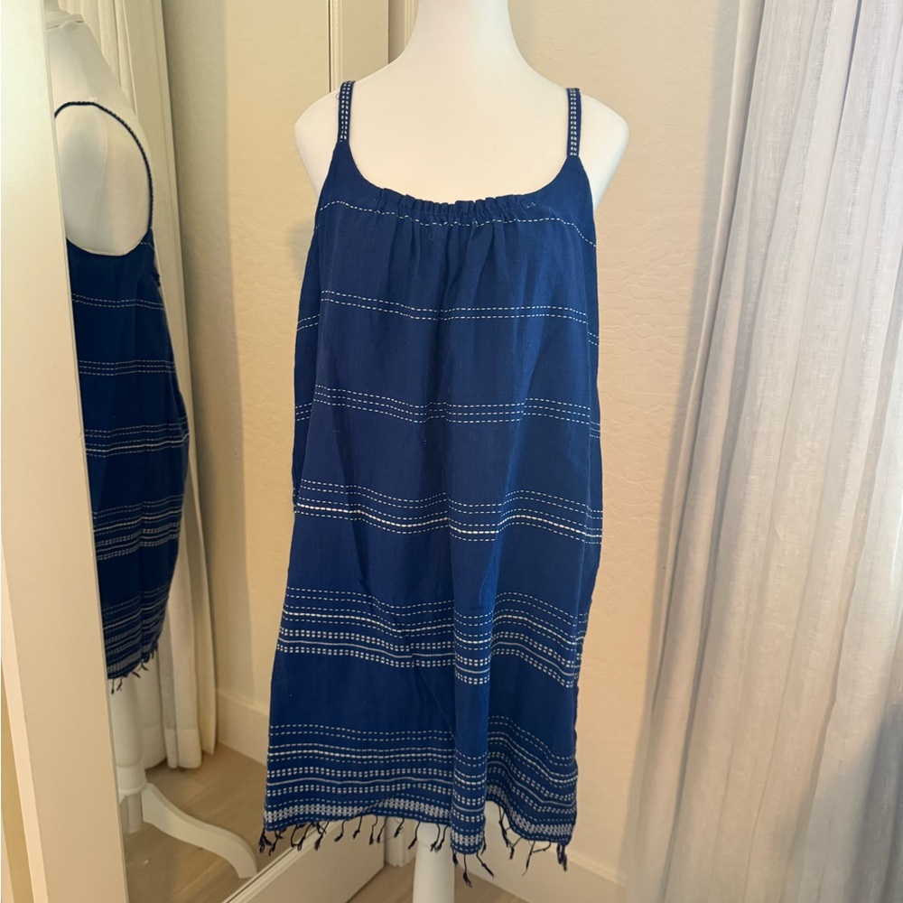 Lemlem Navy and White Beach Coverup